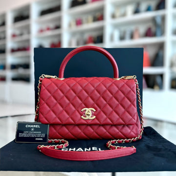 Caviar Coco Handle Medium Quilted Red 2020 GHW No 28