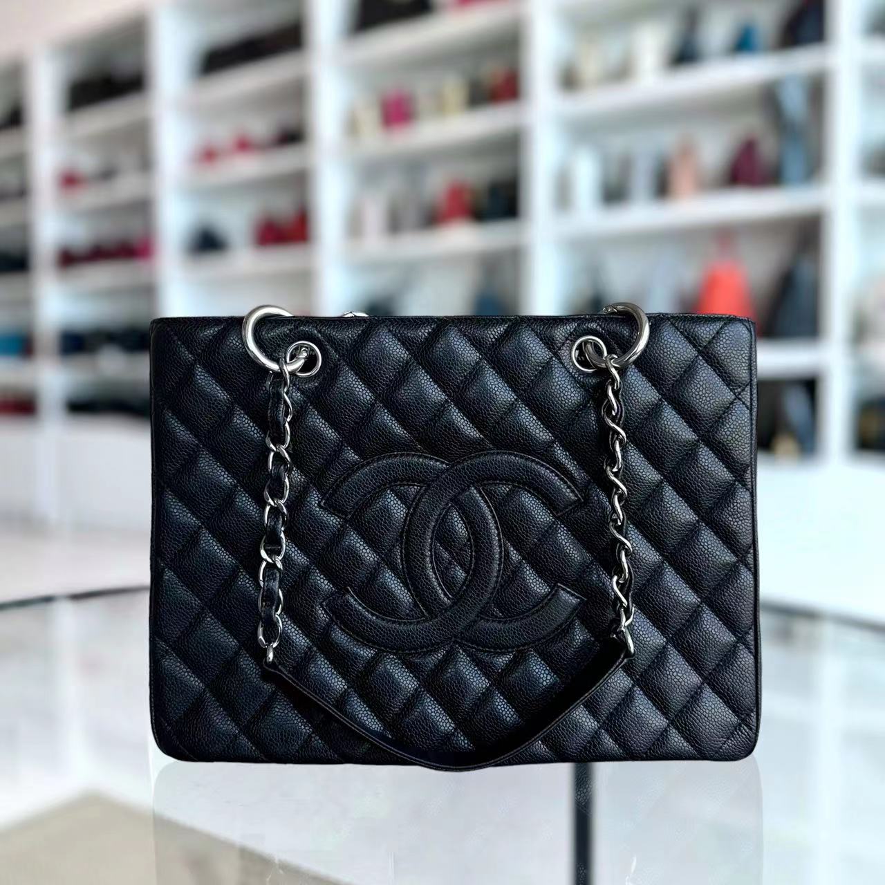 Caviar GST Grand Shopping Tote Quilted Grained Calfskin Silver Hardware Series 13