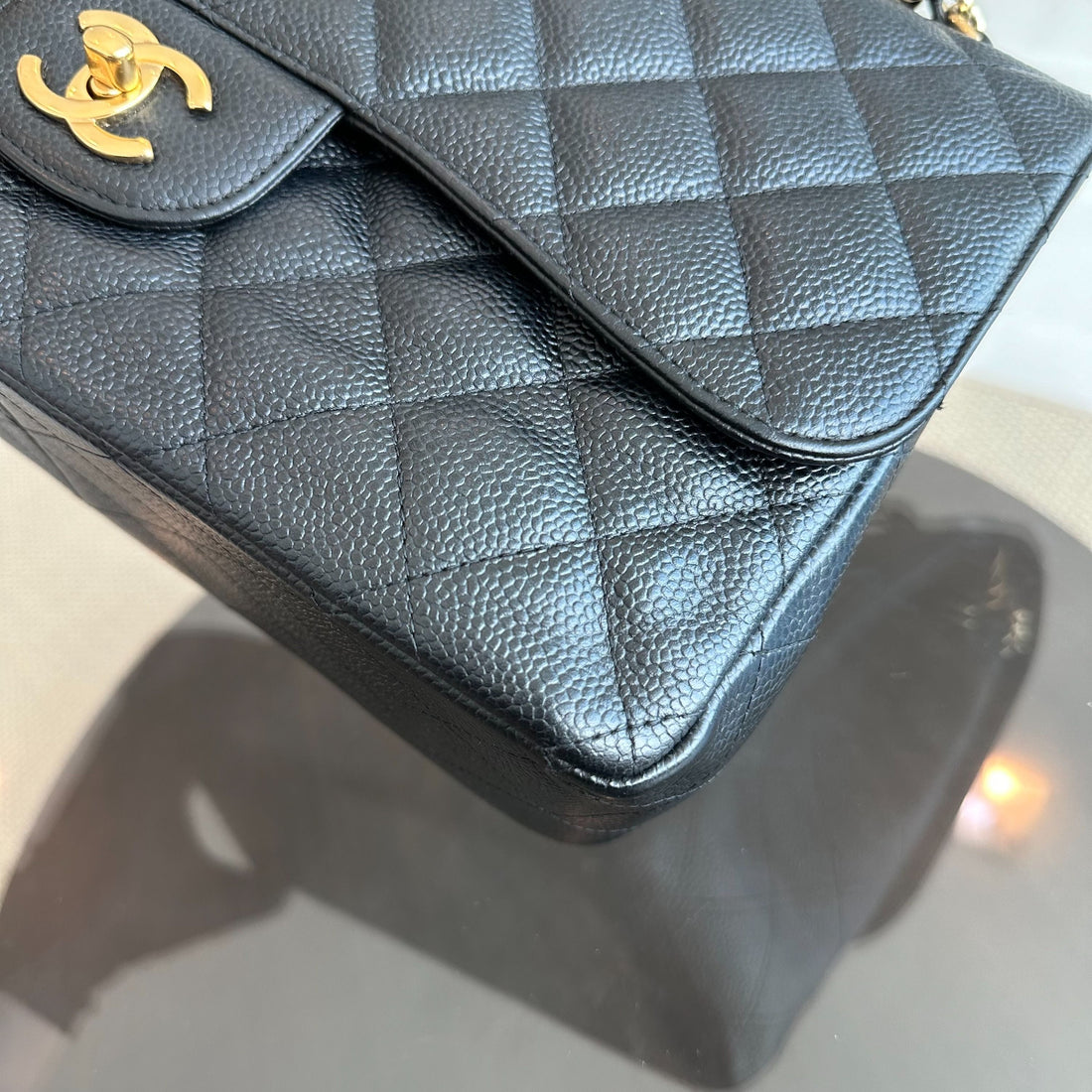 Caviar Jumbo Double Flap Classic Flap Black GHW No 16
