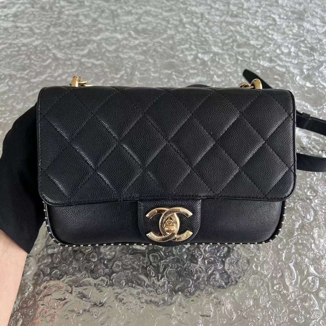 Caviar Seasonal Flap Quilted Calfskin Black Golden Hardware Series 24