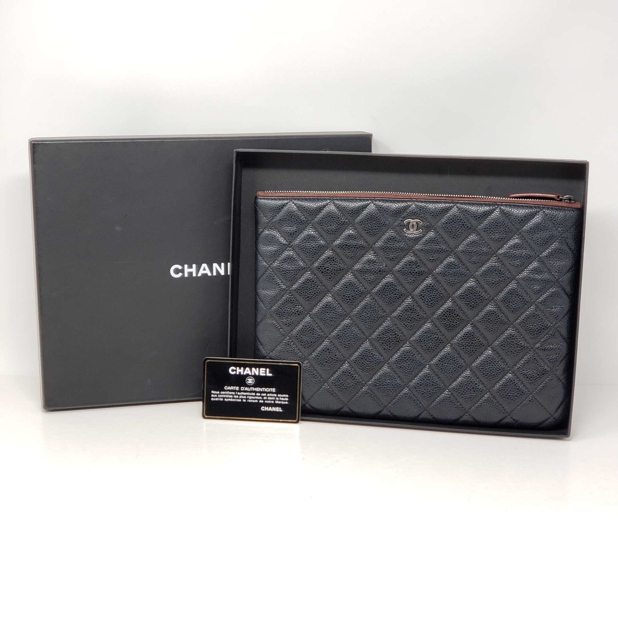 Chanel CC Caviar Quilted Cosmetic / Clutch Bag