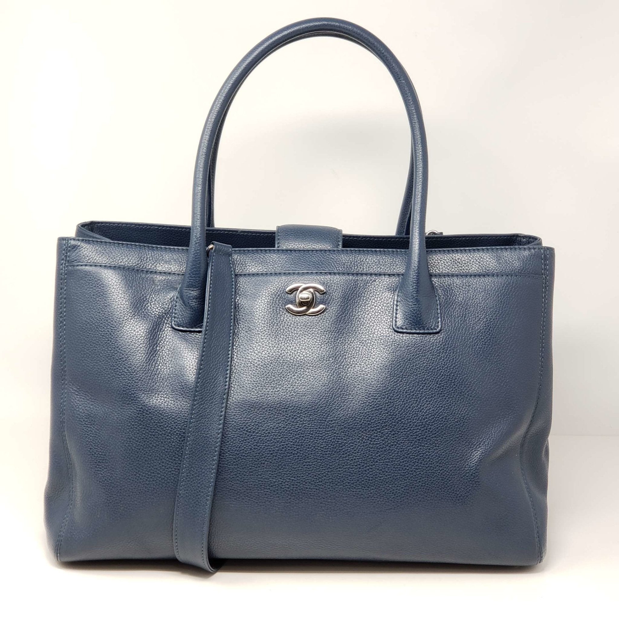 Chanel CC Executive Calfskin Navy Blue Shoulder Bag