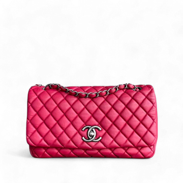 CC Puffer Bubble Seasonal Classic Flap Calfskin Red Silver Hardware Series 17