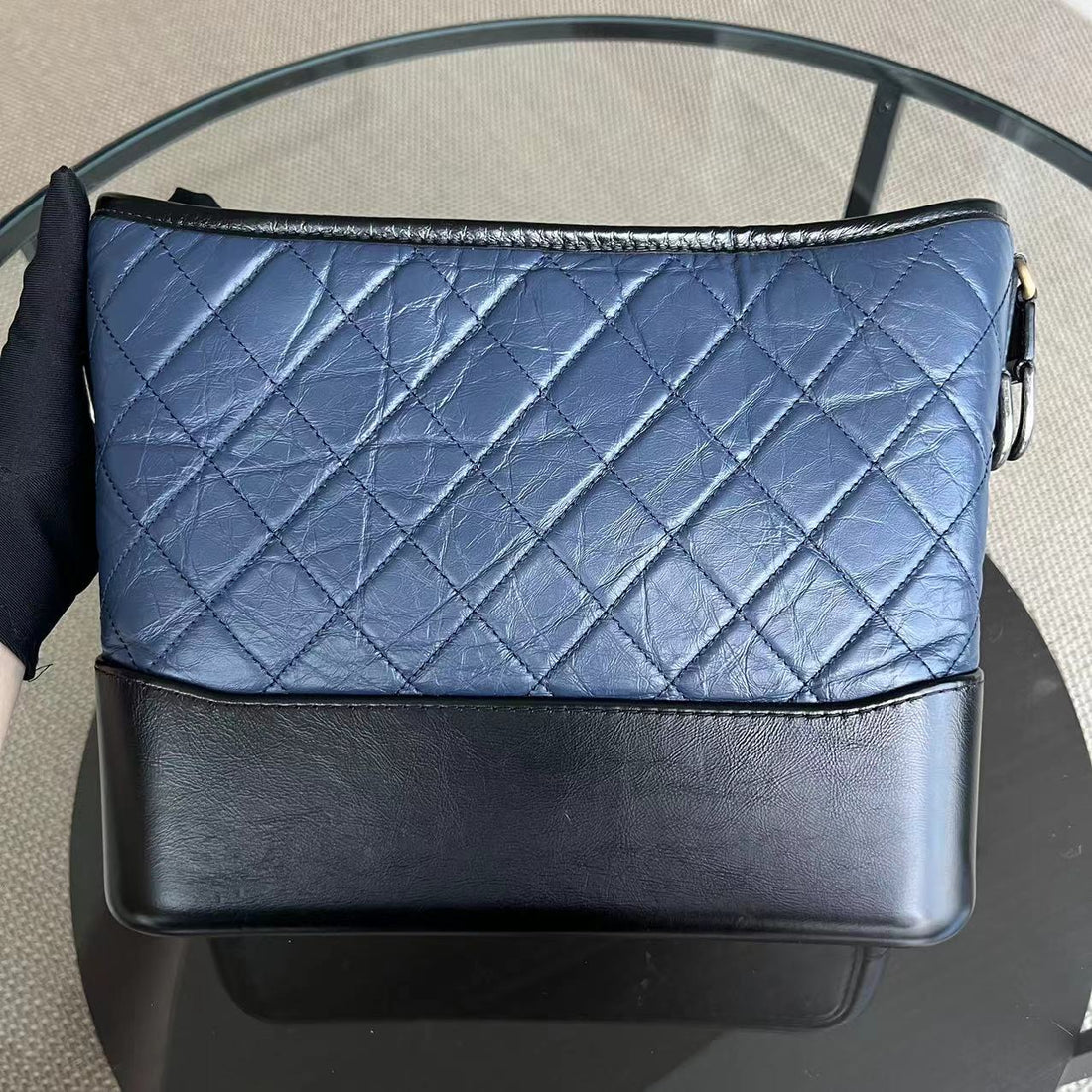 Gabrielle Medium Quilted Calfskin Blue Black Two-Tone Hardware Series 26