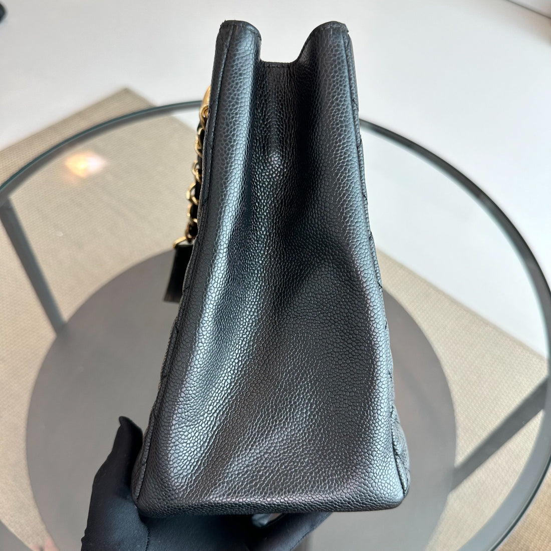 GST Caviar Grand Shopping Tote Black GHW