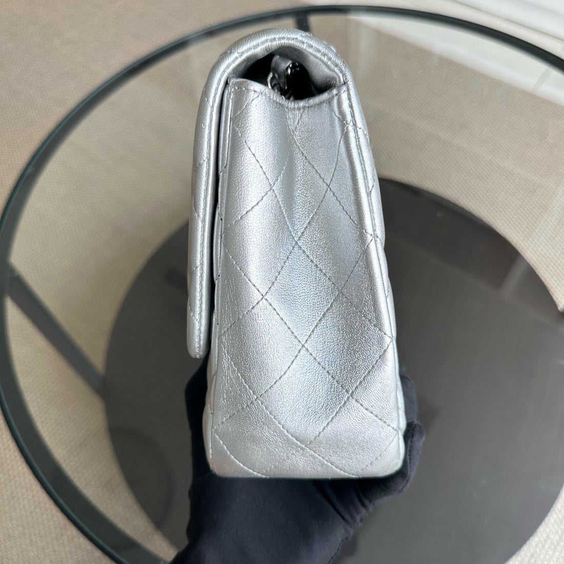 Jumbo Classic Flap Single Flap 30CM Quilted Lambskin Silver SHW No 13