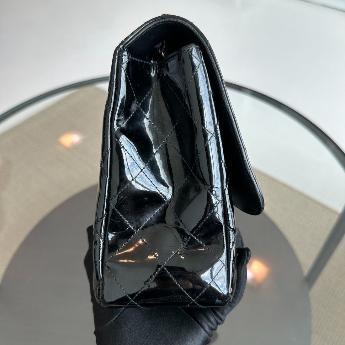 Jumbo Classic Flap Single Flap Patent Leather Black SHW No 13