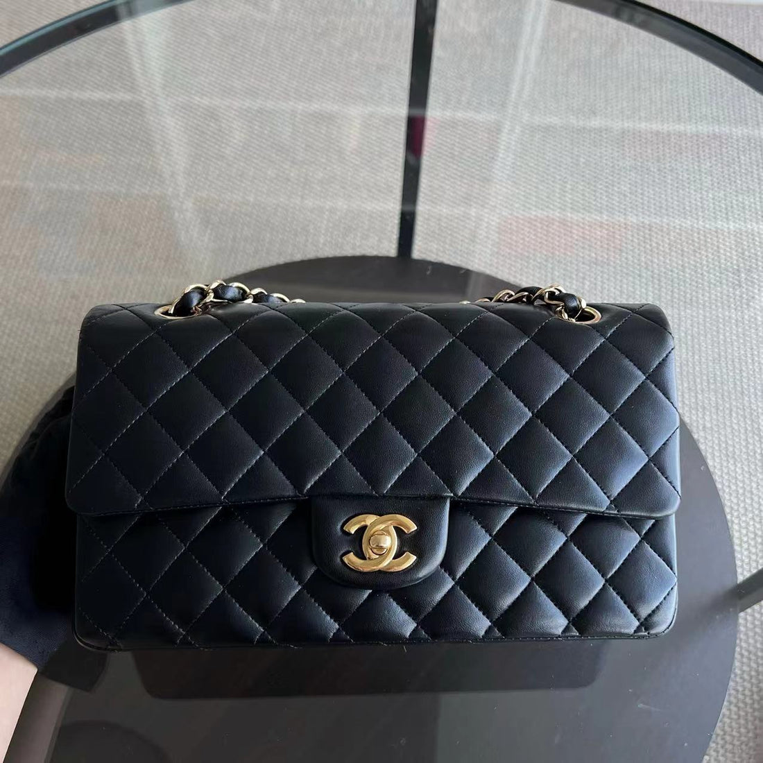 Double Flap Quilted Lambskin Black GHW No 14