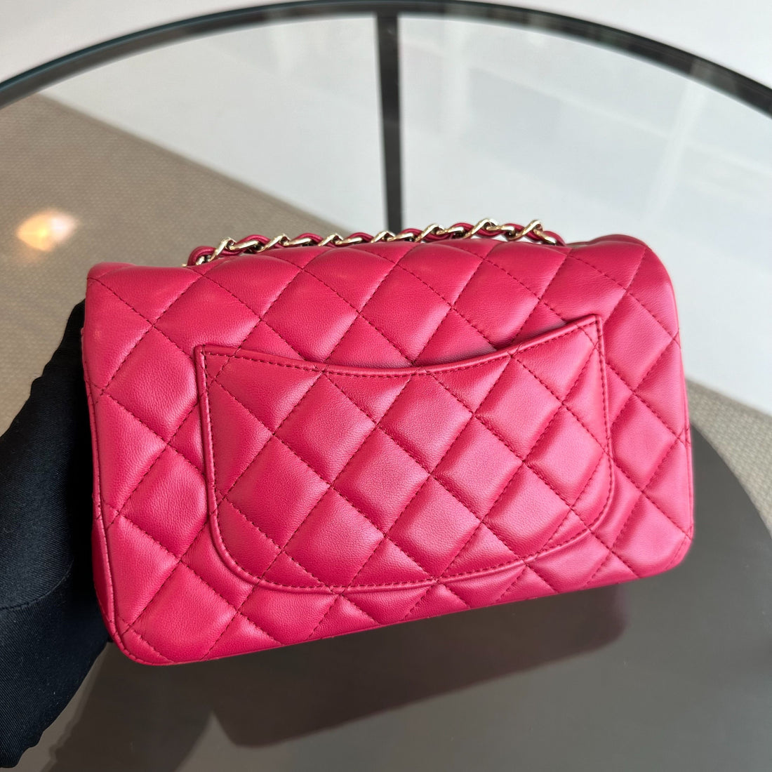 Mini Rectangular Classic Flap Lambskin Pink GHW No 21