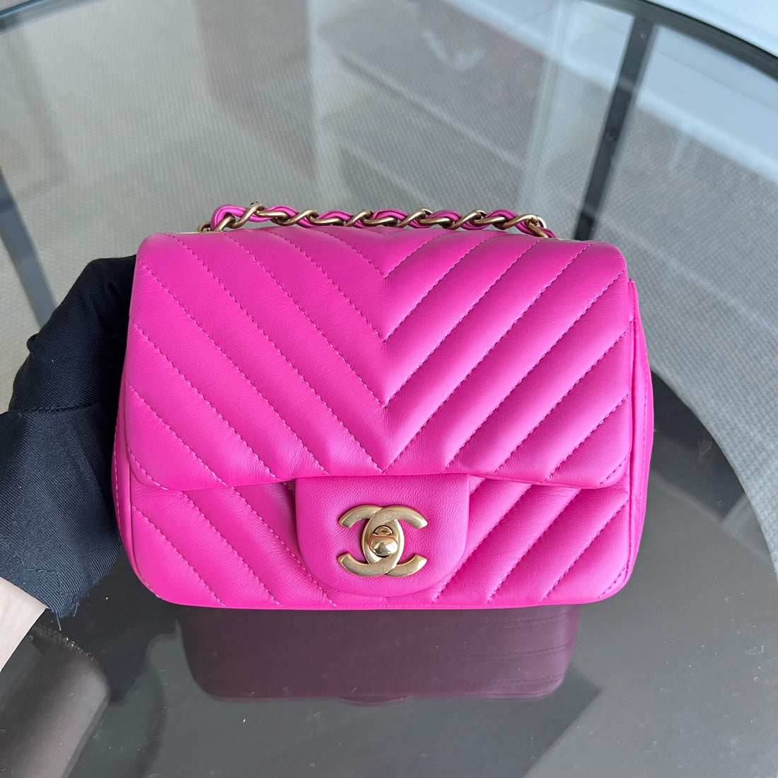 Mini Square Classic Flap Chevron Lambskin GHW No 21