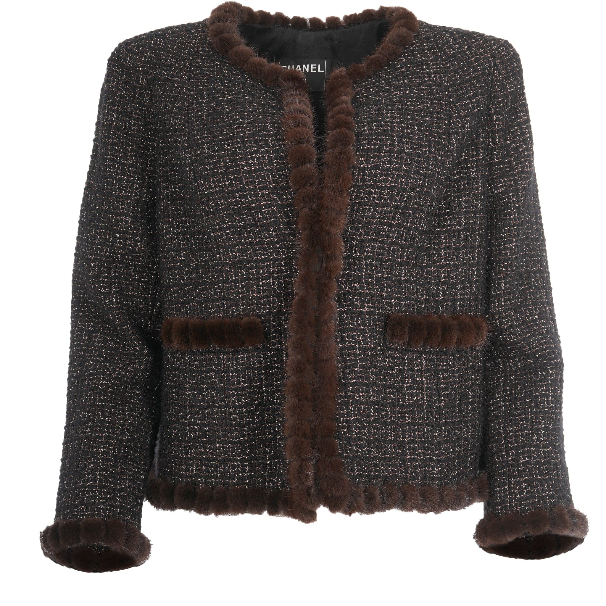 Chanel brown tweed/ fur jacket  AVC1942