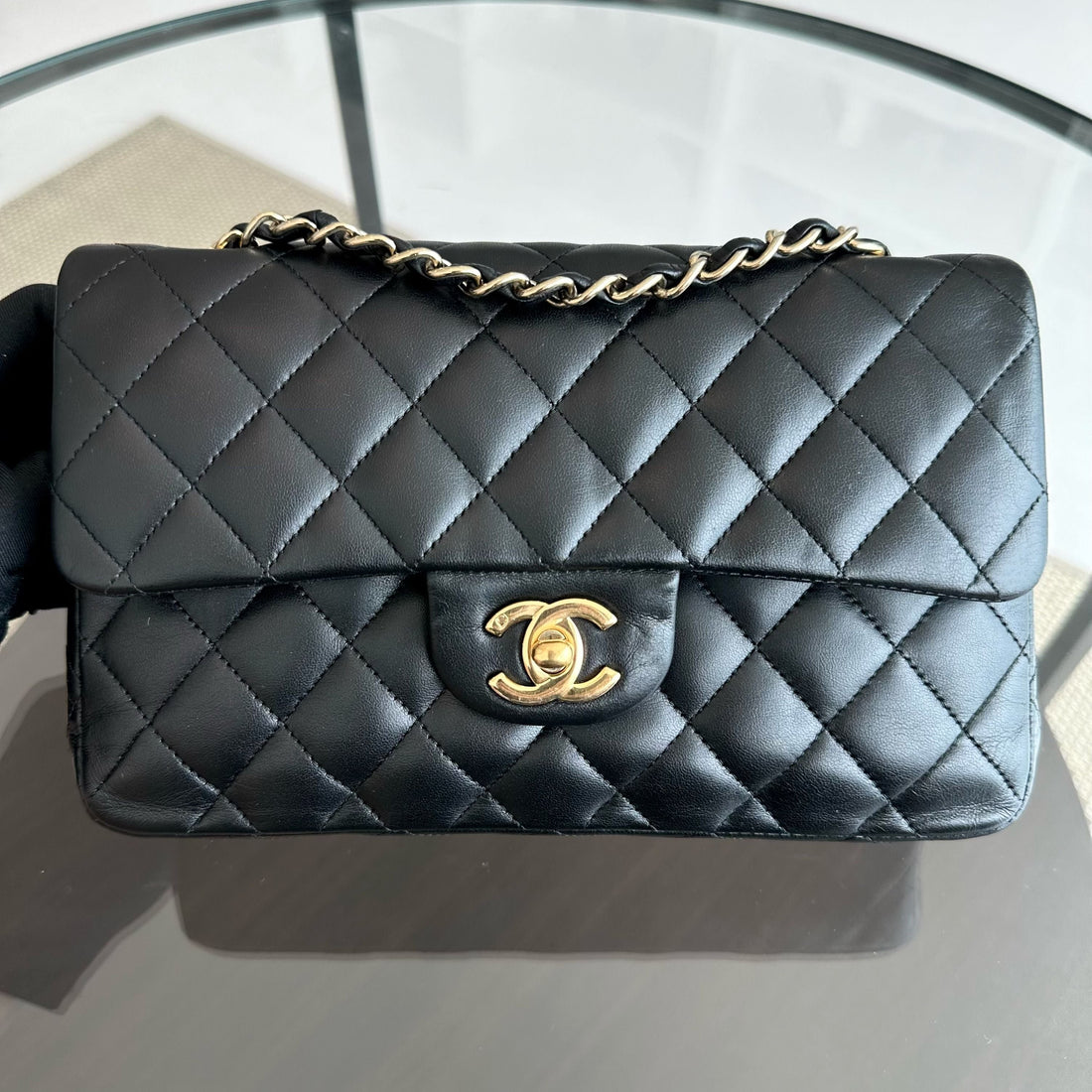 Small Classic Flap 23CM Quilted Lambskin Black GHW No 12