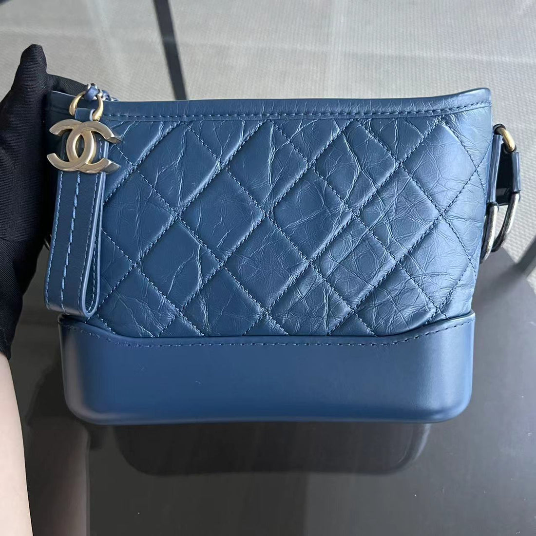 Small Gabrielle Hobo Quilted Calfskin Dark Blue Blue Two-Tone Hardware Series 24