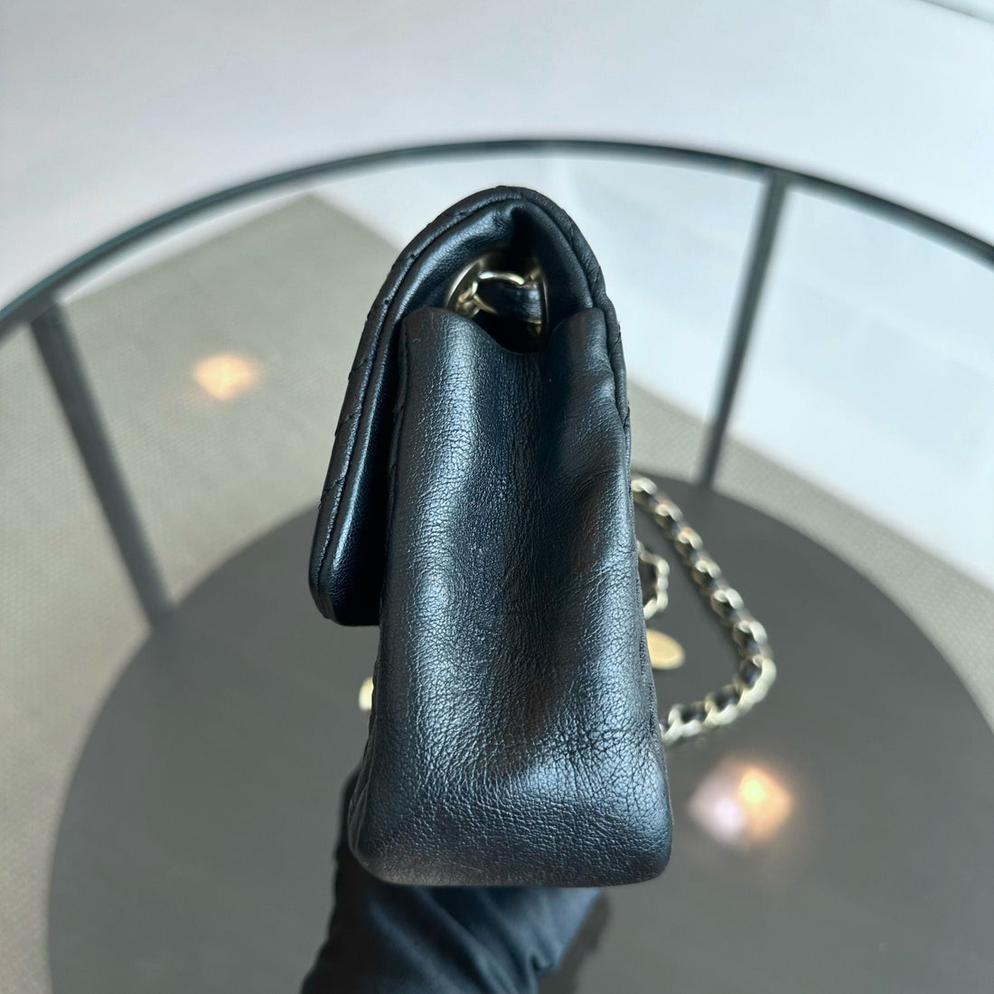 Surpique CC Herringbone Medallion Flap Chevron Goatskin Black GHW No 21