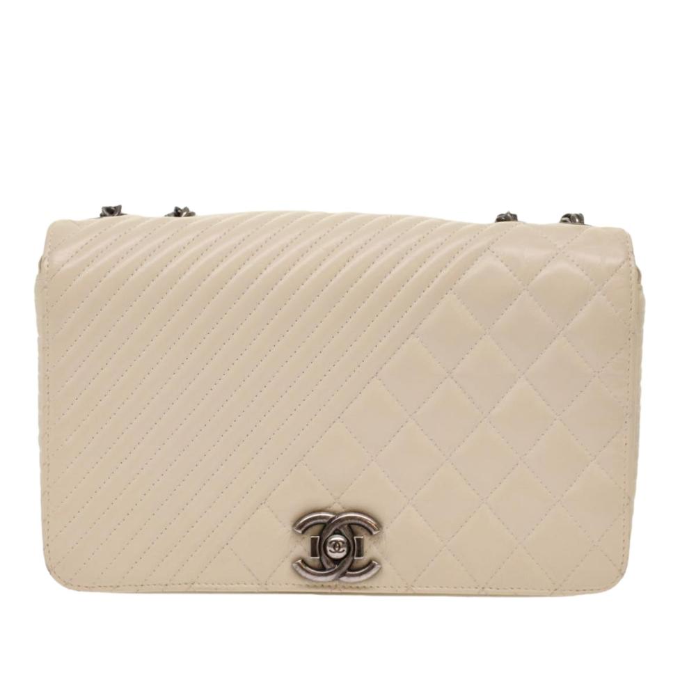 Beige Leather Chanel Clutch