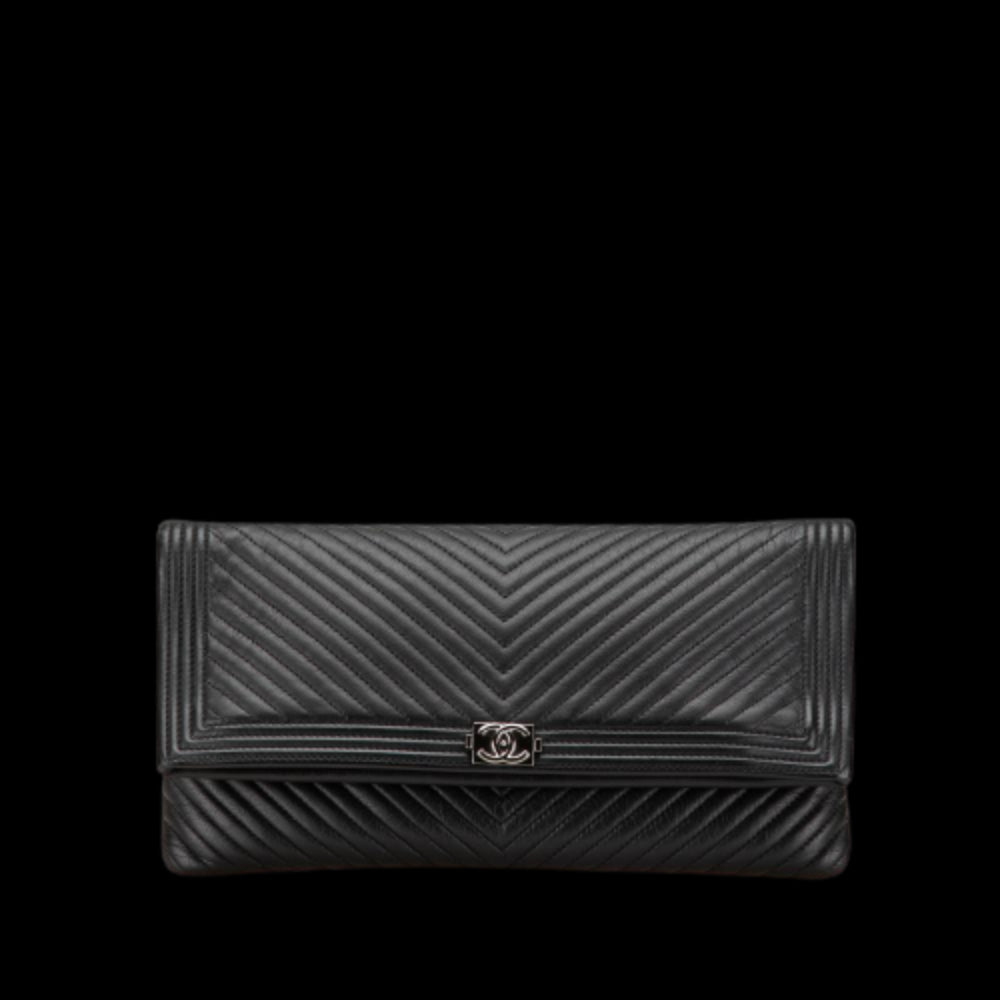 Black Leather Chanel Clutch