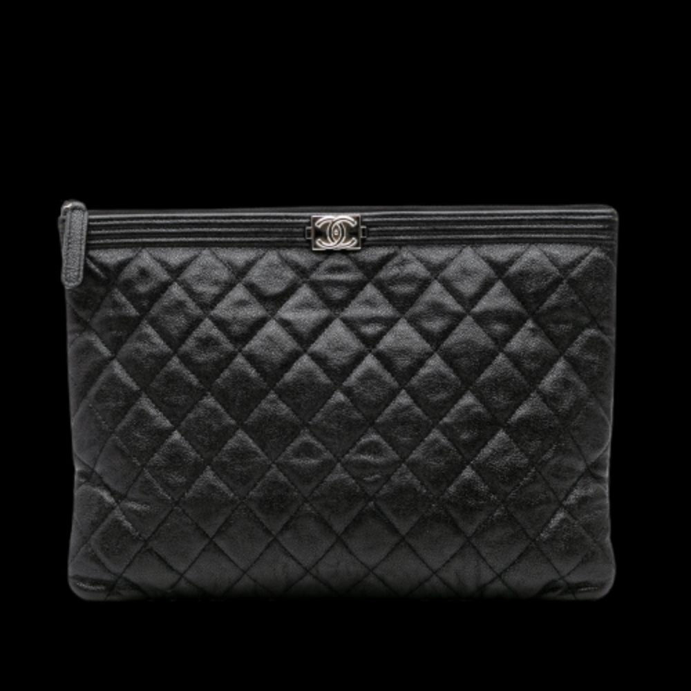 Black Leather Chanel Clutch