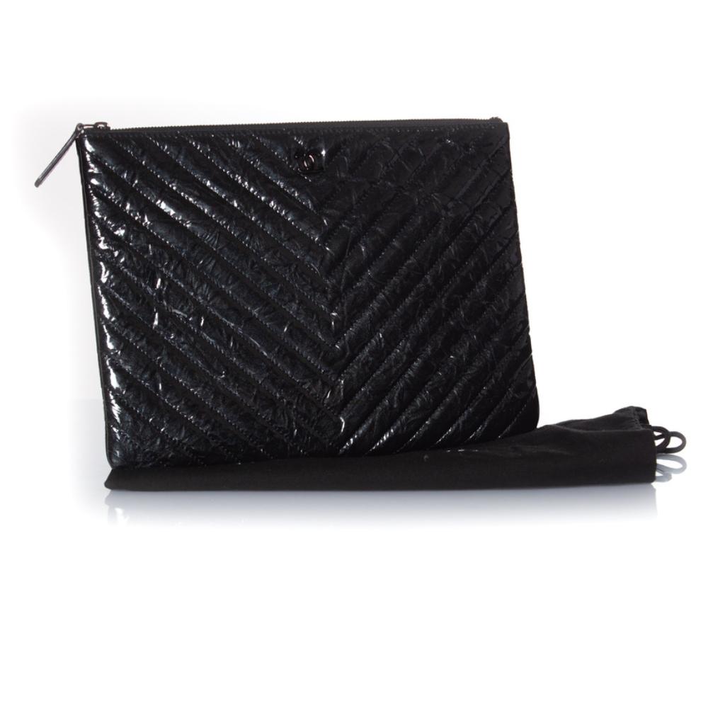 Black Leather Chanel Clutch