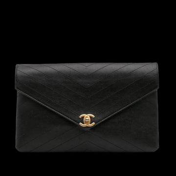 Black Leather Chanel Clutch