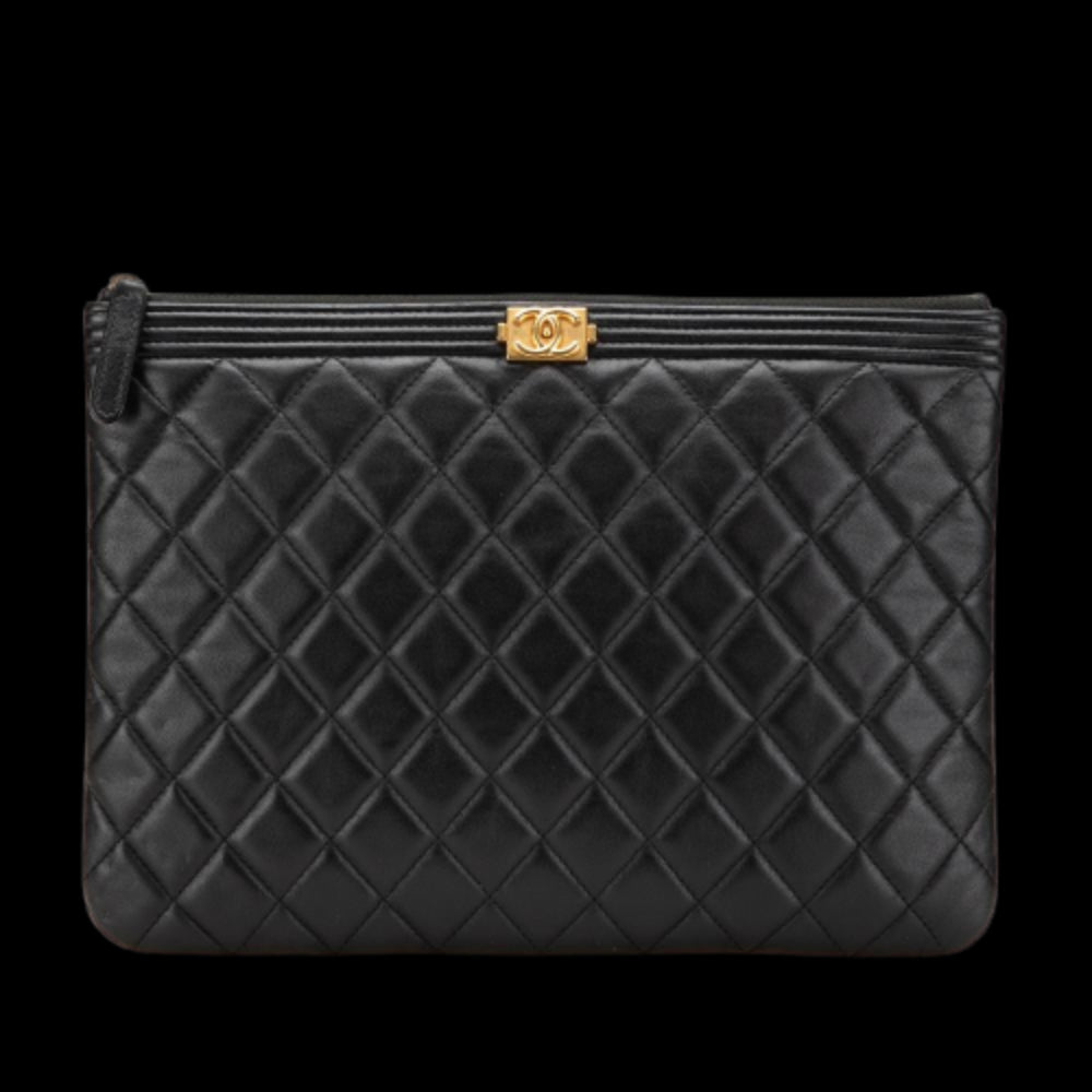 Black Leather Chanel Clutch