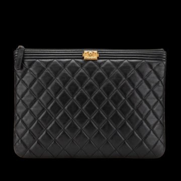 Black Leather Chanel Clutch