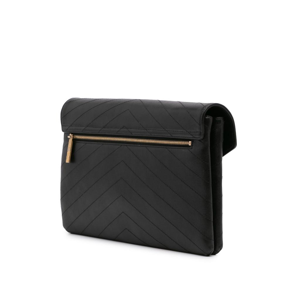 Black Leather Chanel Clutch