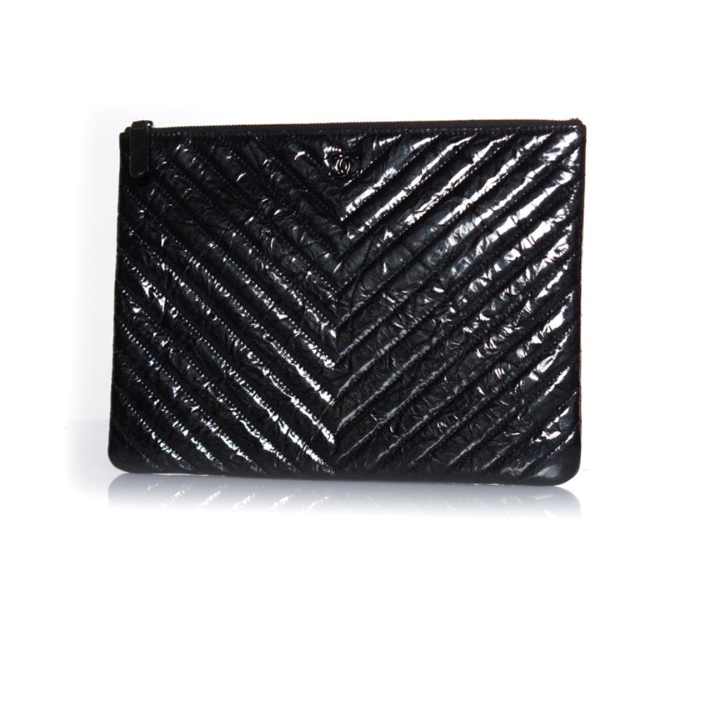 Black Leather Chanel Clutch