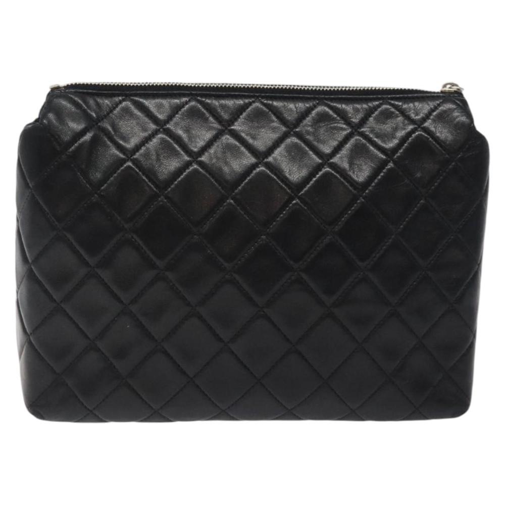 Black Leather Chanel Clutch