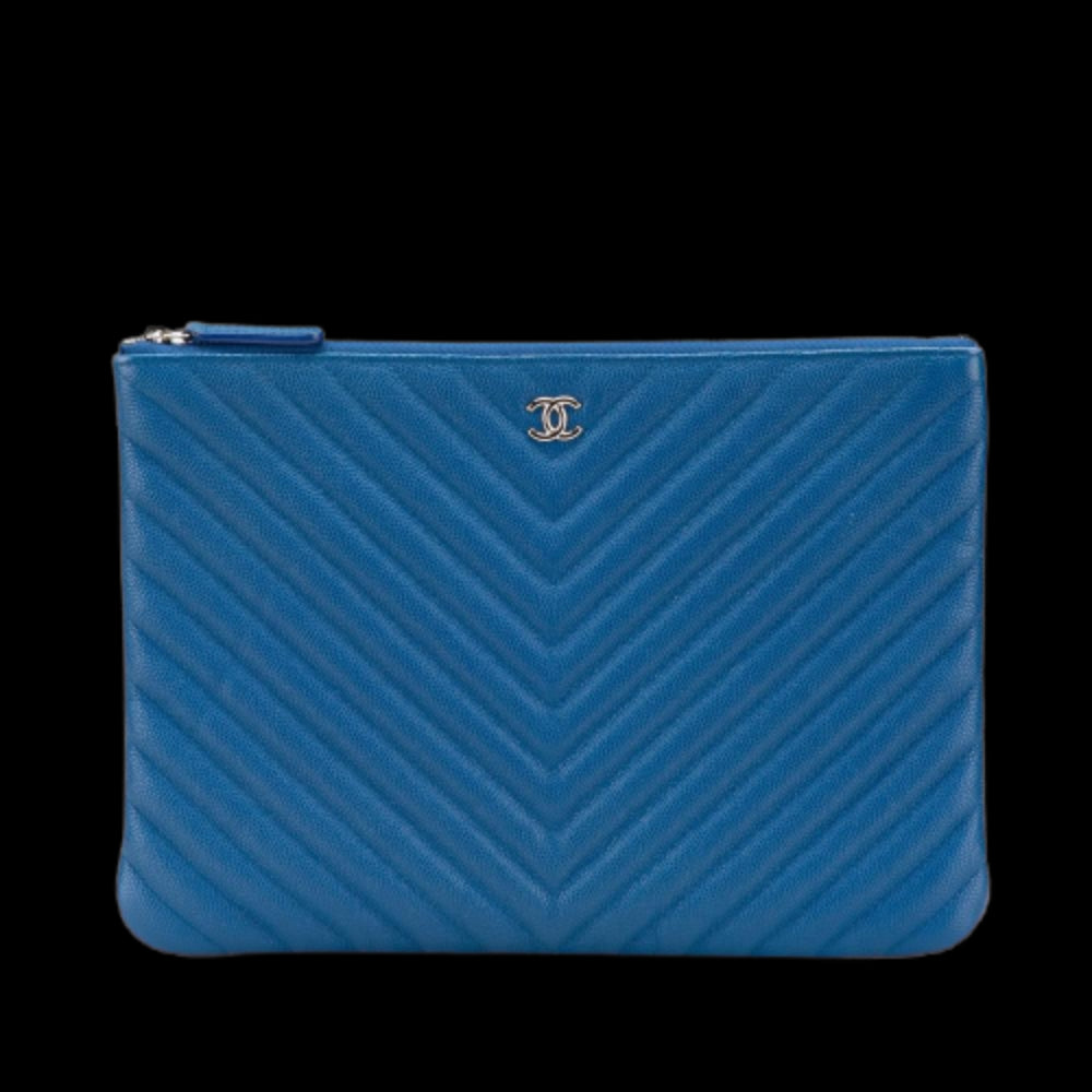 Blue Leather Chanel Clutch
