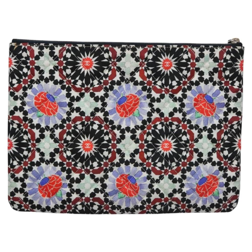 Multicolor Cotton Chanel Clutch