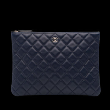 Navy Leather Chanel Clutch