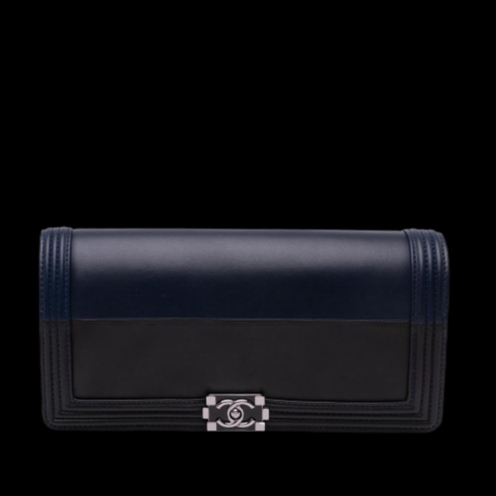 Navy Leather Chanel Clutch