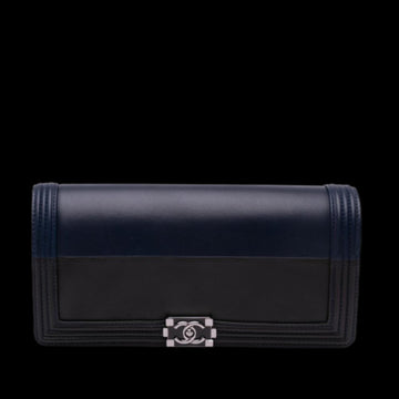 Navy Leather Chanel Clutch