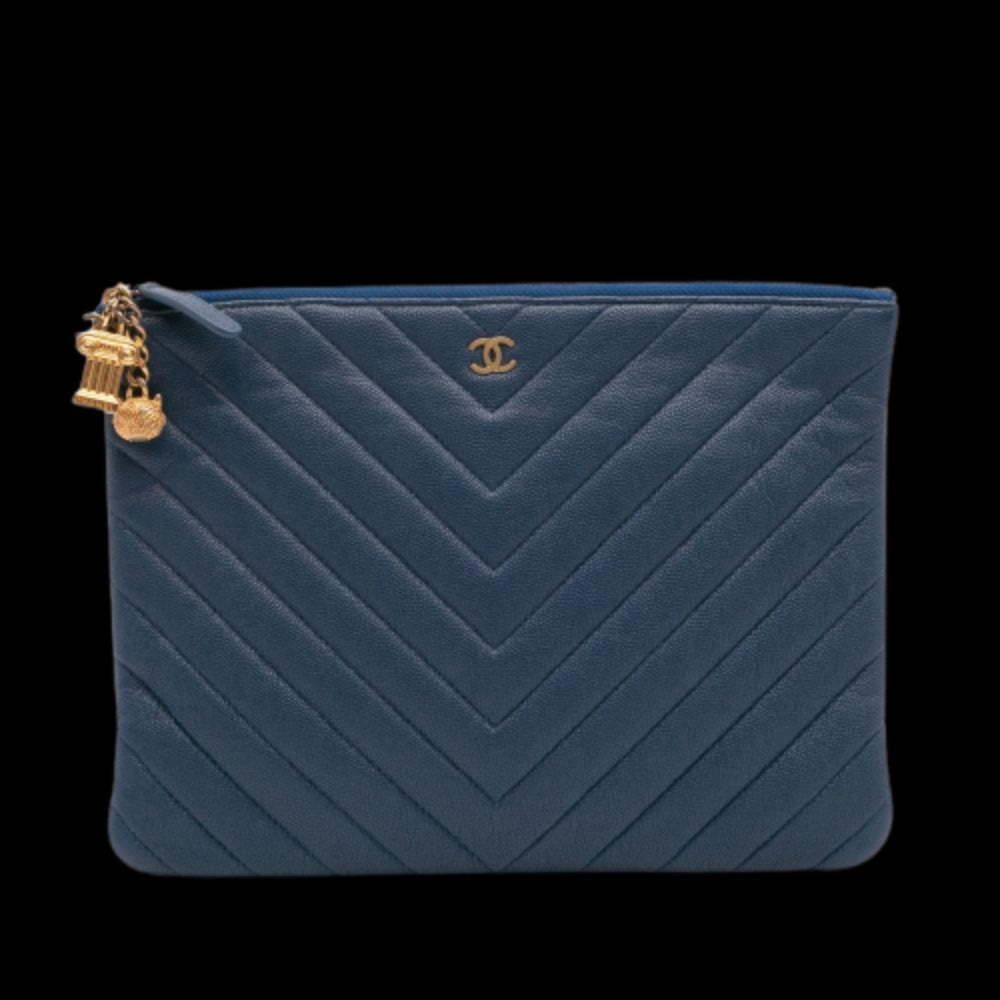 Navy Leather Chanel Clutch