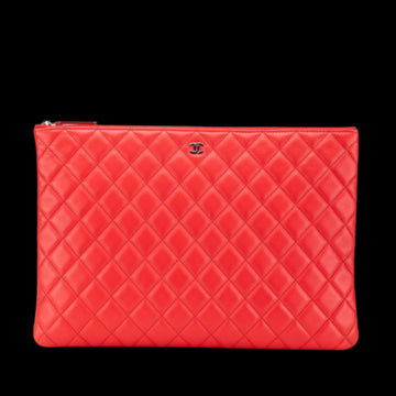 Red Leather Chanel Clutch