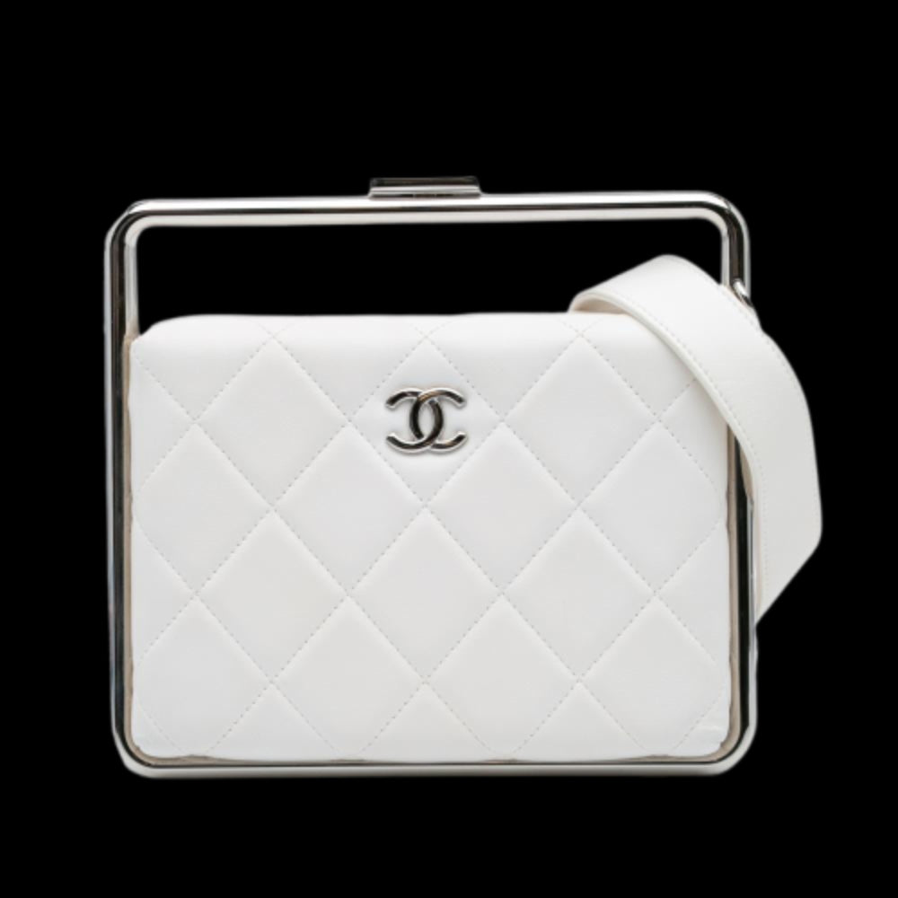 White Leather Chanel Clutch