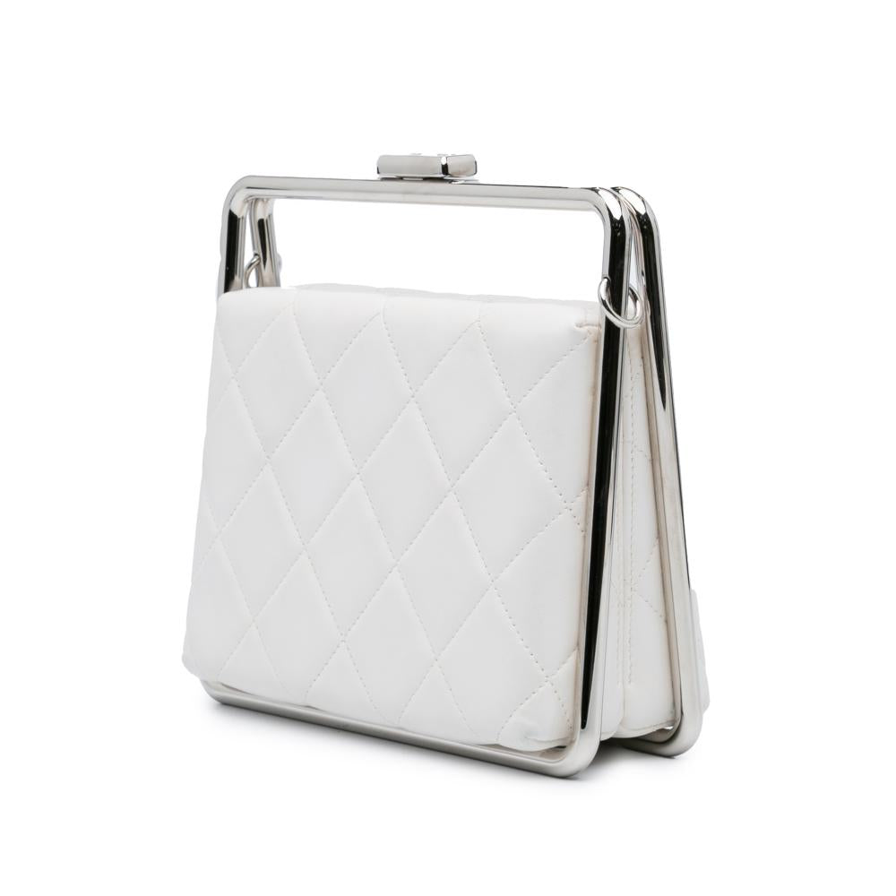 White Leather Chanel Clutch