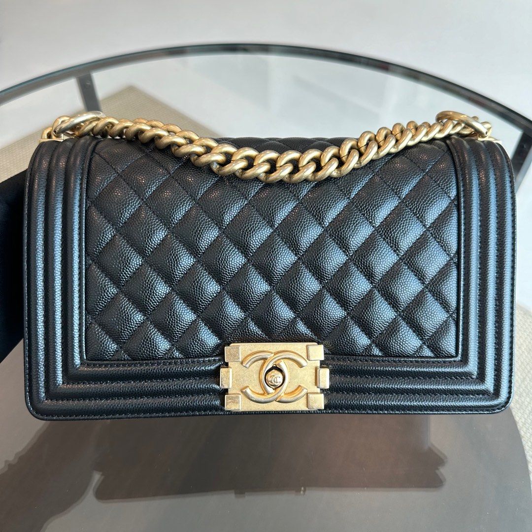 Boy Caviar Old Medium 25CM Quilted Leboy Black GHW No 26