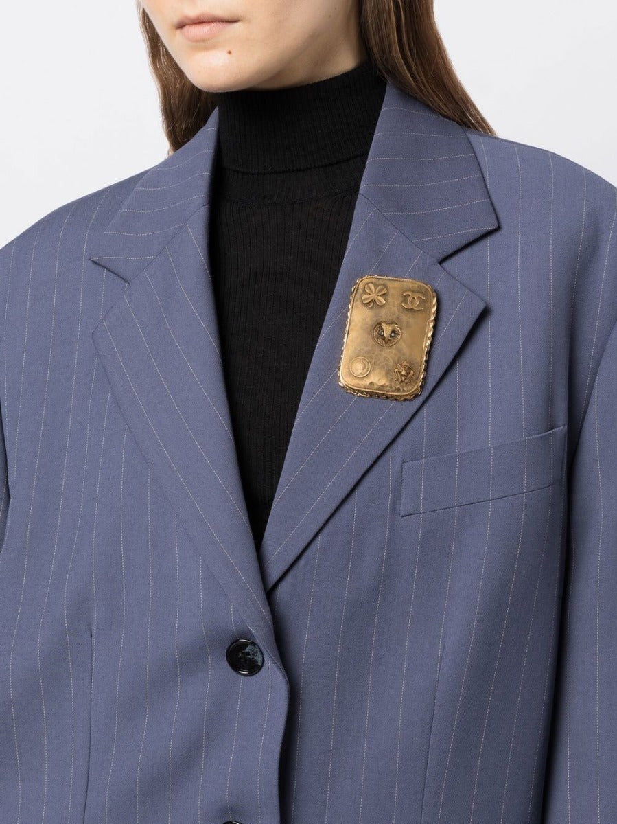 Top Quality Chanel Hammered Metal Plate Owl Brooch