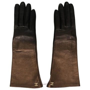 Top Quality Chanel Metallic Bronze Leather Gloves