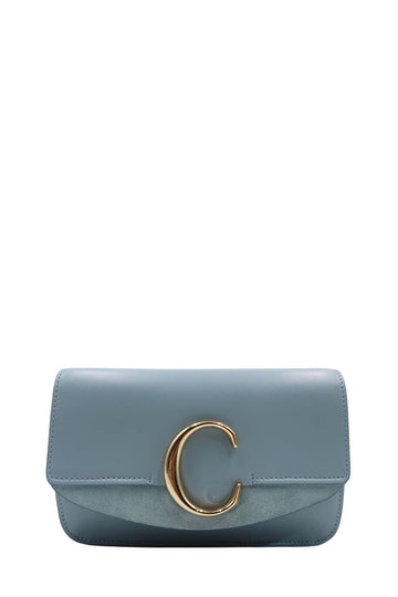 Chloe C Chain Clutch Faded Blue