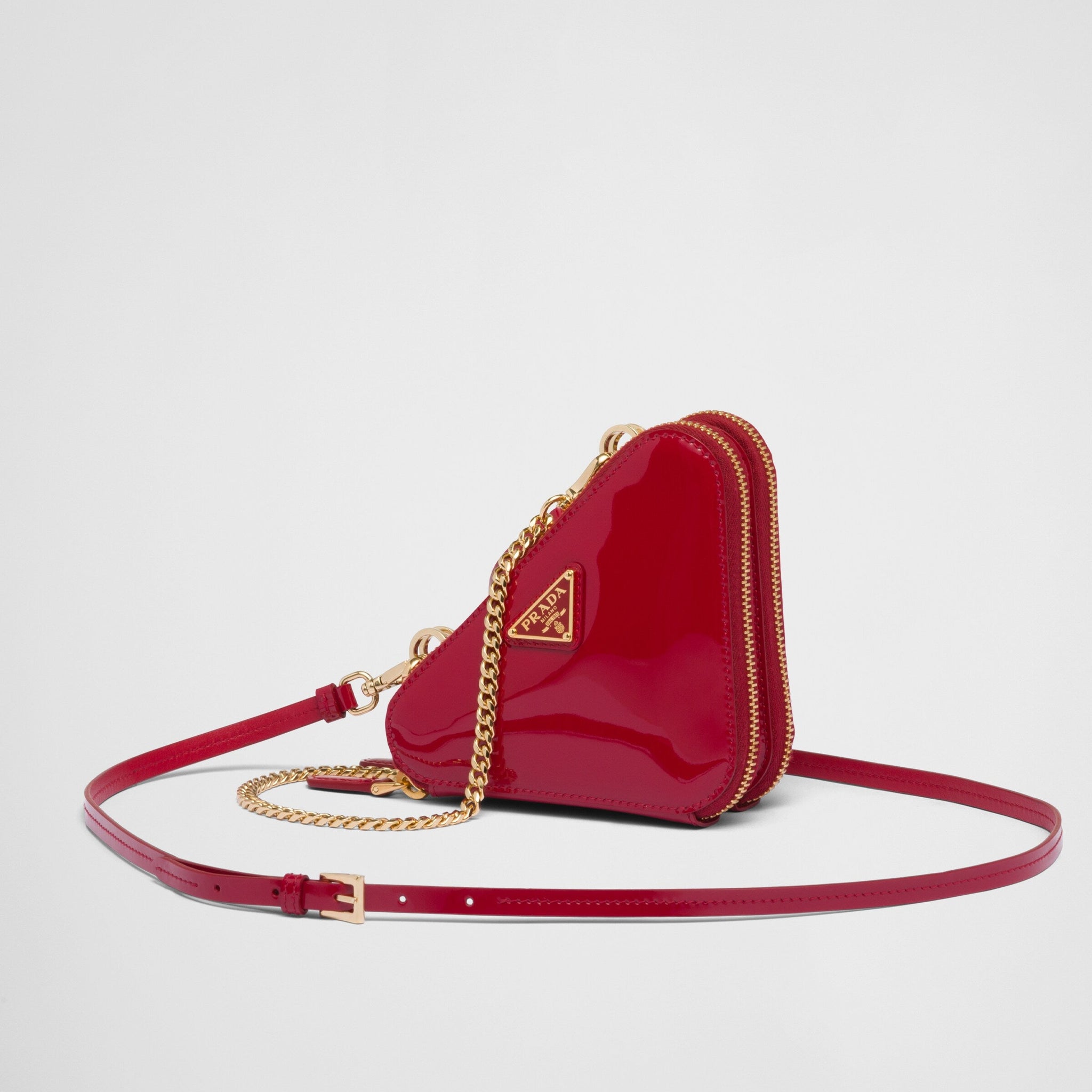Triangular patent leather mini pouch