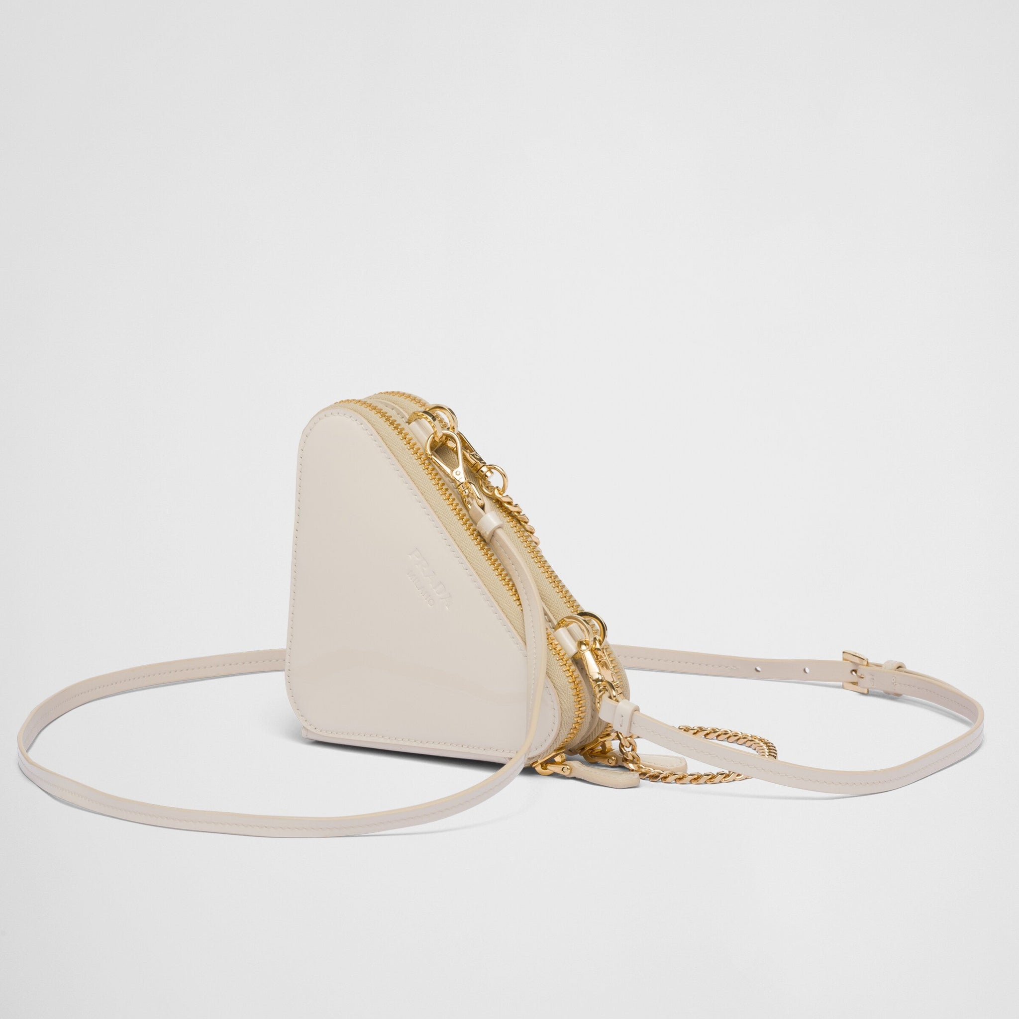 Triangular patent leather mini pouch