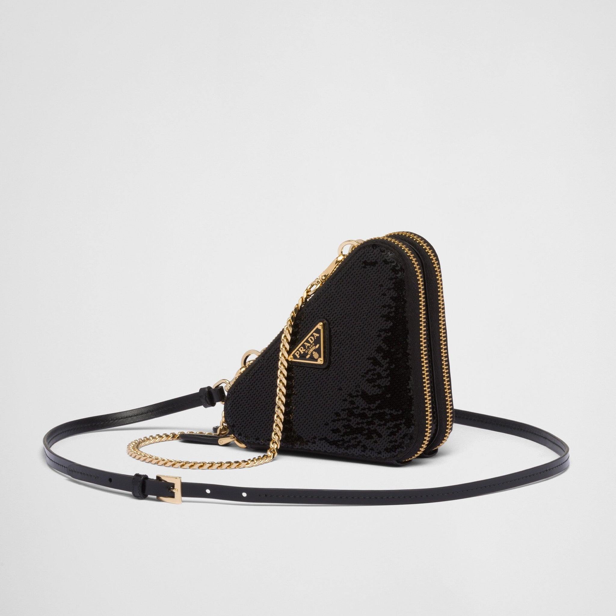 Triangular sequined mini pouch