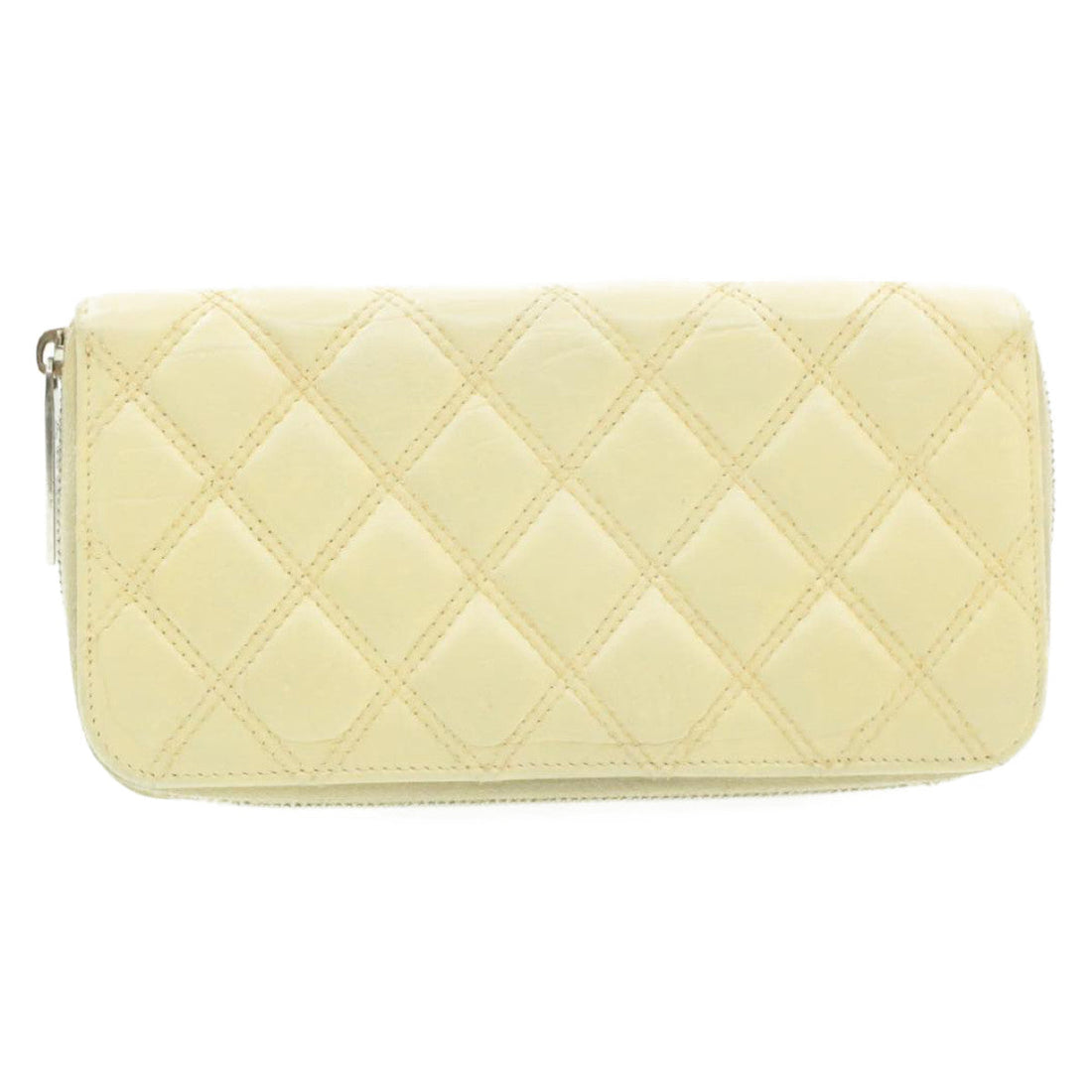 Top Quality Chanel Matelasse Zippy Long Wallet Beige CC Auth cr619