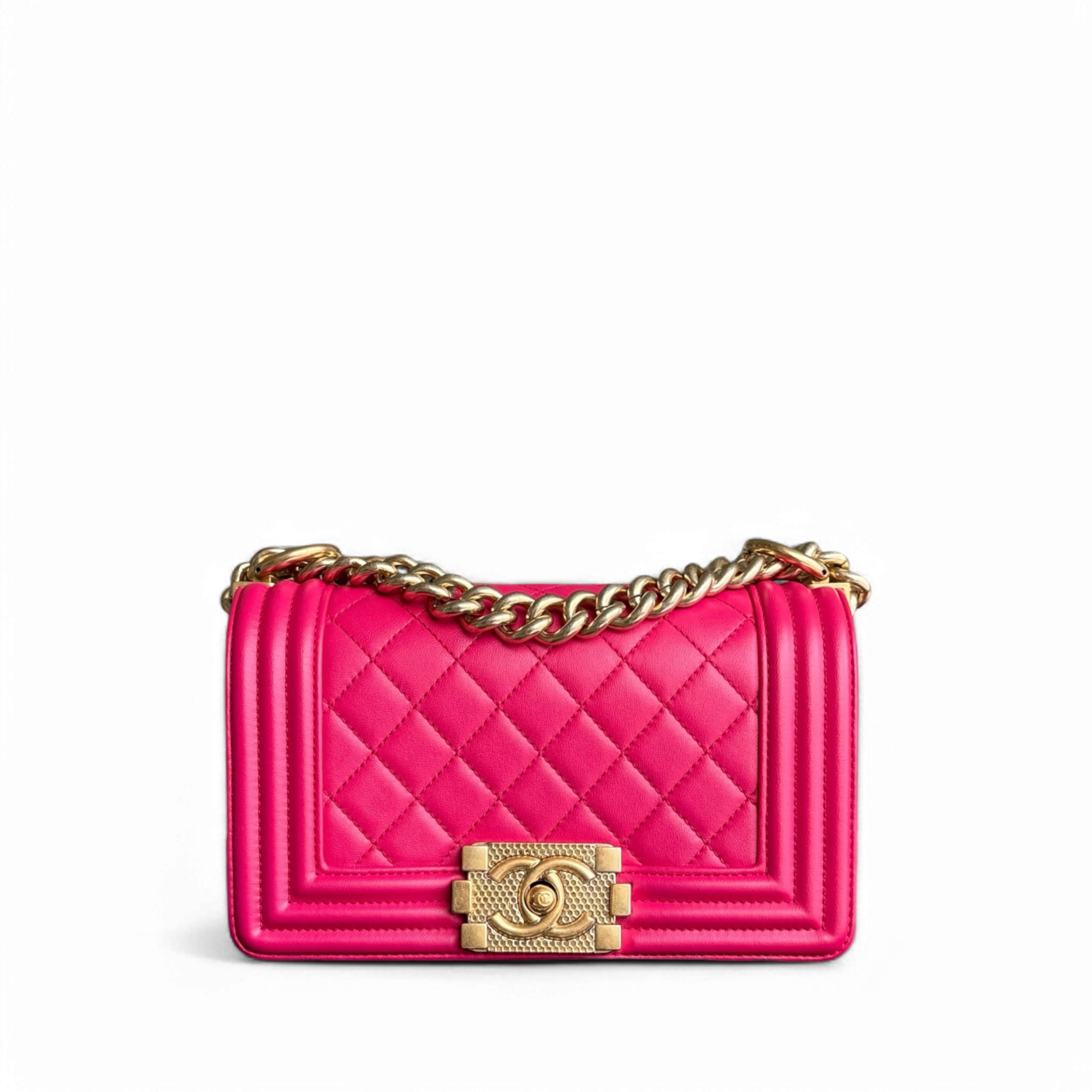 Chanel Boy Small - 20CM Quilted Lambskin Hot Pink Limited Edition Gold Hardware Series 23
