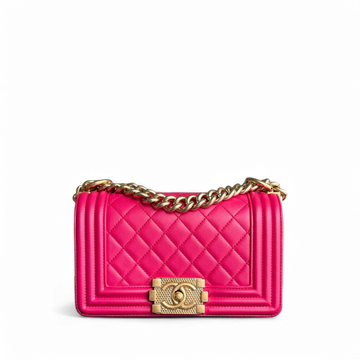 Chanel Boy Small - 20CM Quilted Lambskin Hot Pink Limited Edition Gold Hardware Series 23