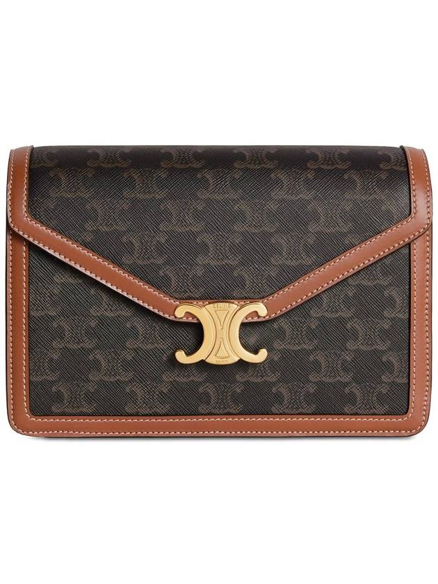 CELINE Triomphe Canvas Calfskin Shoulder Bag Tan