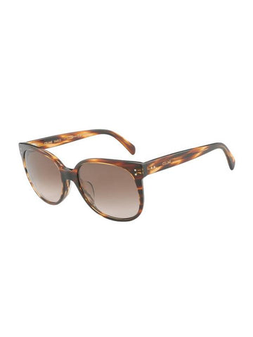 CELINE Eyewear Logo Round Acetate Sunglasses Havana