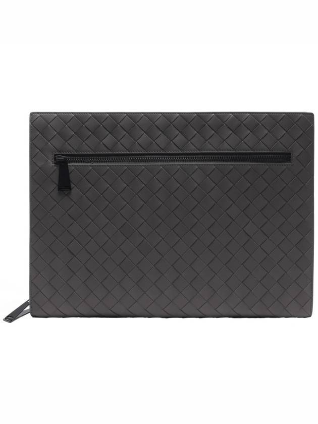 Bottega Veneta Intrecciato Document Clutch Bag Grey